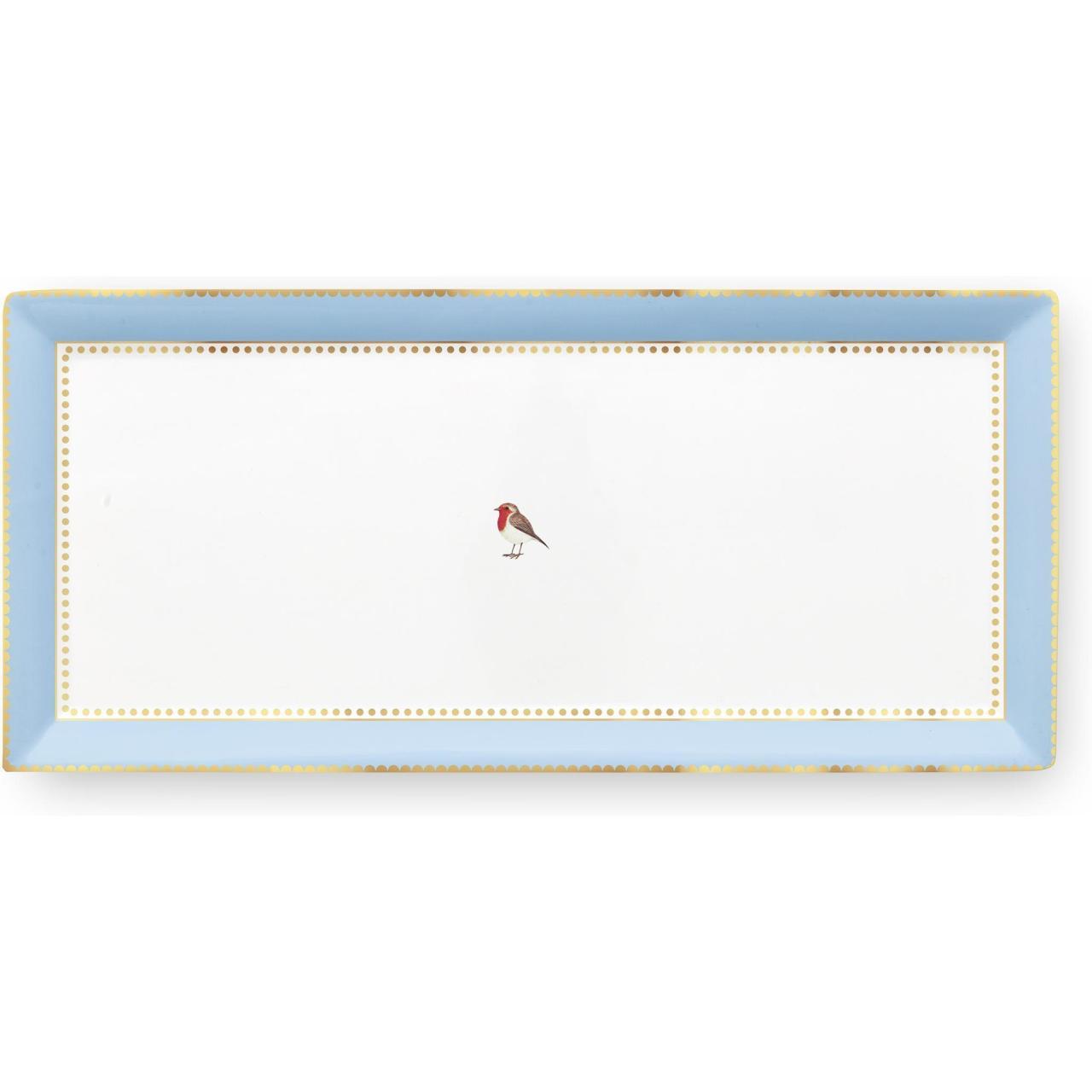 Love Birds Kırmızı Mavi Haki Servis Tabaği 33.3x15.5cm