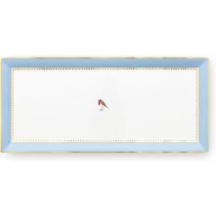 Love Birds Kırmızı Mavi Haki Servis Tabaği 33.3x15.5cm