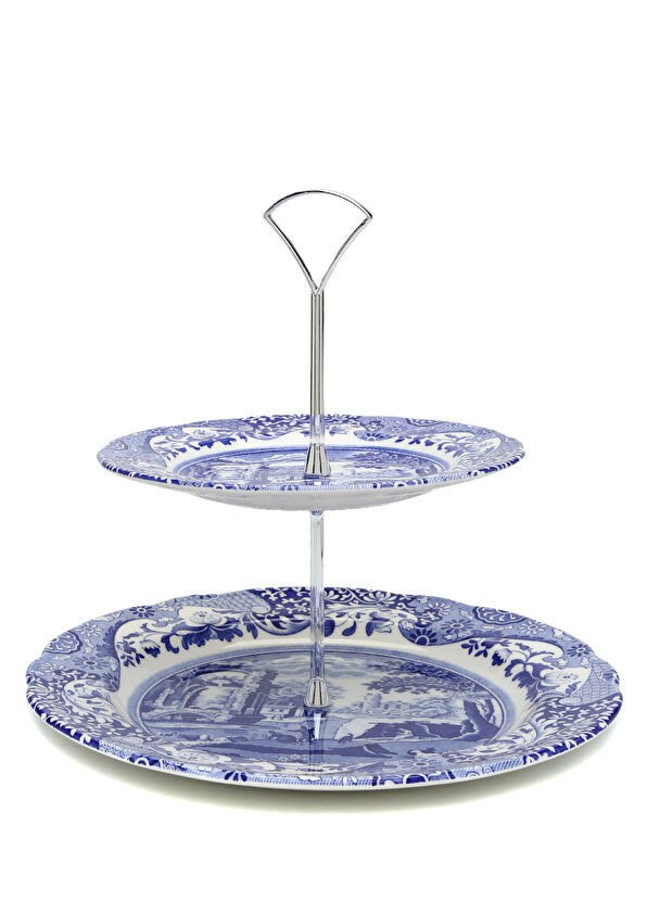 Spode Blue Italian 2li Porselen Kek Standı