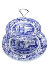 Spode Blue Italian 2li Porselen Kek Standı