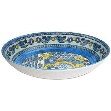 Mavi Barok Oval Servis Kasesi 33x23 Cm