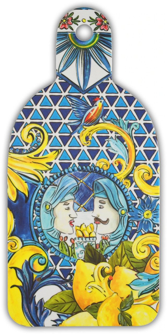 Mavi Barok Orta Peynir Ve Şarküteri Sunum Tahtası 16.5x34.5 Cm