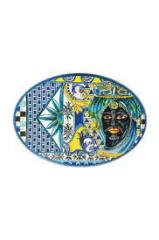 Mavi Barok Oval Servis Tabağı 50x35 Cm