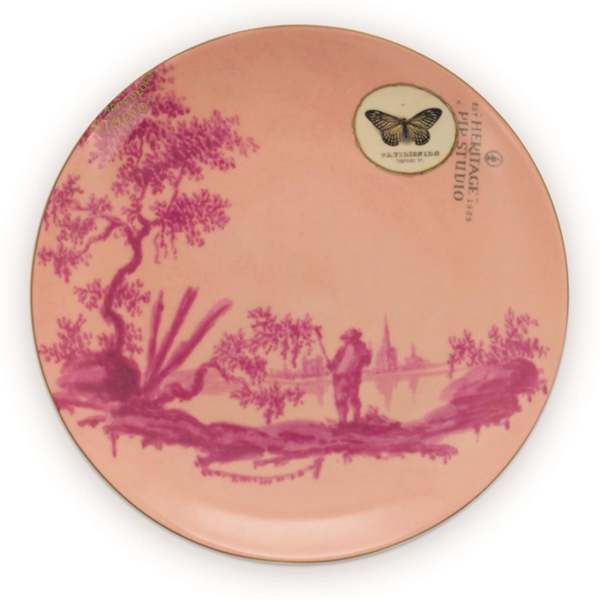 Heritage Kelebekli Pembe Kek Tabağı 18 cm