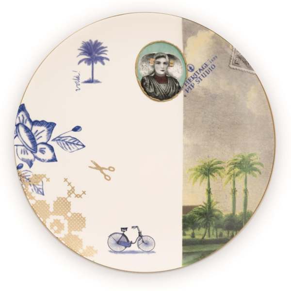 Heritage Palmiyeli Beyaz Kahvaltı Tabağı 20 cm