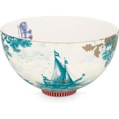 Heritage Turkuaz Gemi Desenli Kase 18 cm