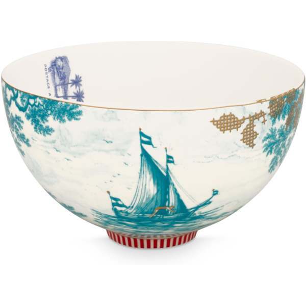 Heritage Turkuaz Gemi Desenli Kase 18 cm