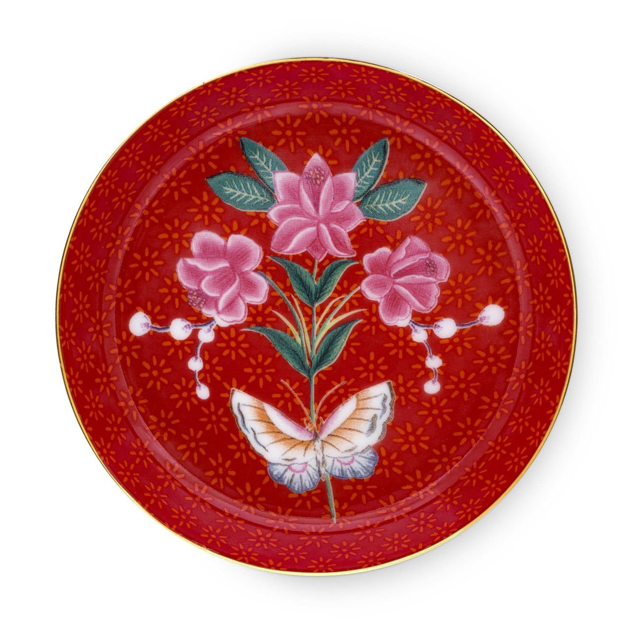 Blushing Birds Çay Tabağı 9 Cm, Kırmızı