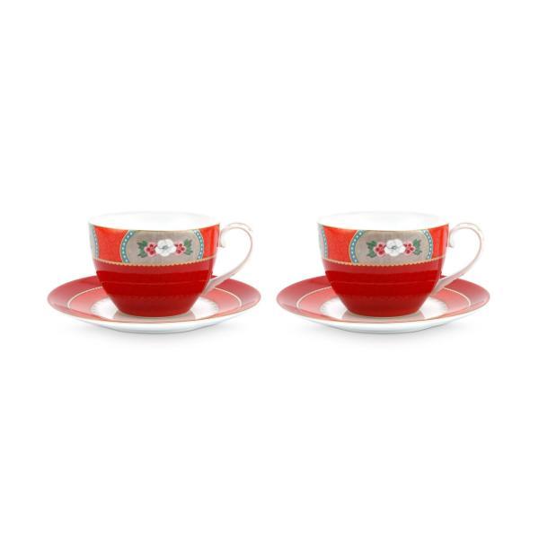 Blushing Birds ikili Kırmızı Çay Fincanı Seti 280 Ml.C