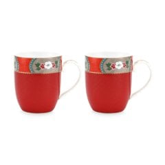 Blushing Birds ikili Kırmızı Küçük Mug Seti 145 Ml.