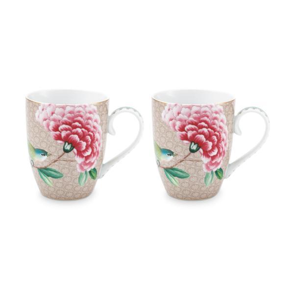 Blushing Birds İkili Haki Büyük Mug Seti 350 Ml.