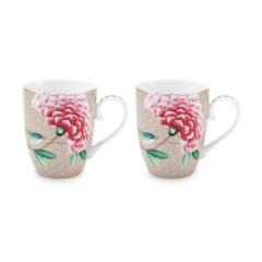 Blushing Birds İkili Haki Büyük Mug Seti 350 Ml.