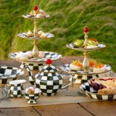 Courtly Check Enamel Two Tier Sweet Stand
