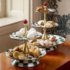 Courtly Check Enamel Two Tier Sweet Stand