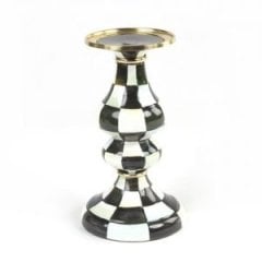 Courtly Check Enamel Pillar Candlestick - Medium