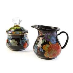 Flower Market Lidded Sugar Bowl - Black