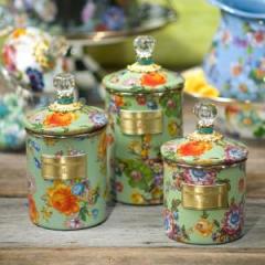 Flower Market Large Enamel Canister - Green