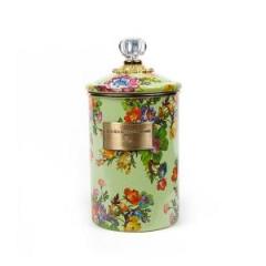 Flower Market Large Enamel Canister - Green