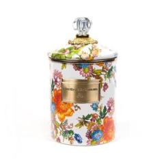 Flower Market Medium Enamel Canister - White