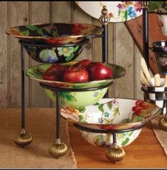 Flower Market Enamel Serving Bowl - Green