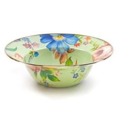 Flower Market Enamel Serving Bowl - Green