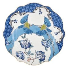 Allure Mavi Kuş Desenli 24 Parça Porselen Yemek Takımı