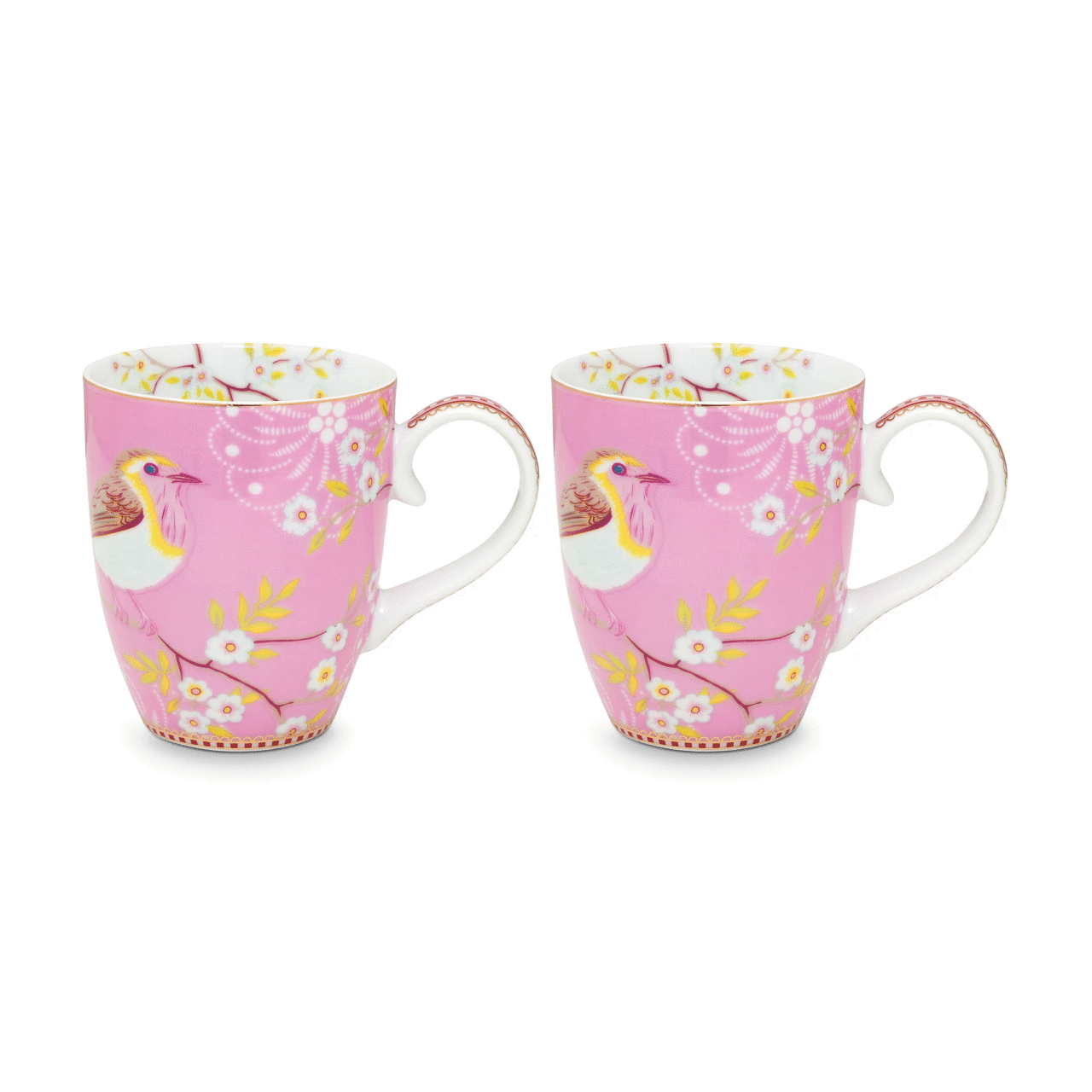 Pembe Kuşlu ikili Mug - Hediye Kutulu
