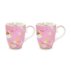 Pembe Kuşlu ikili Mug - Hediye Kutulu