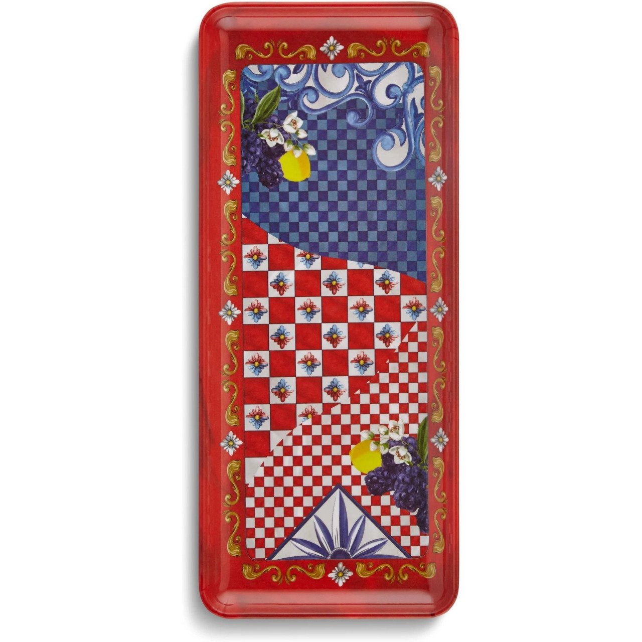 Capri Kırmızı Mavi Servis Tabağı 35,5*15 Cm