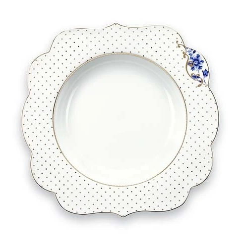 Royal Beyaz Çorba Tabağı 23.5 Cm - Altın Puantiyeli