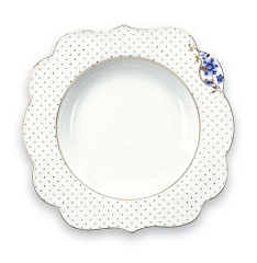 Royal Beyaz Çorba Tabağı 23.5 Cm - Altın Puantiyeli