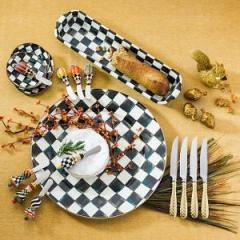 Courtly Check Enamel Canape Plates - Set of 4