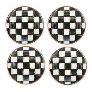 Courtly Check Enamel Canape Plates - Set of 4