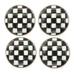 Courtly Check Enamel Canape Plates - Set of 4