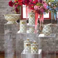 Sterling Check Enamel Canister - Large