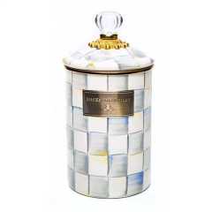Sterling Check Enamel Canister - Large