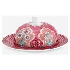 Kırmızı Porselen Tereyağlık 17 cm