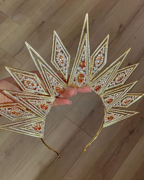Gold Zirkon Taşlı Kına Tacı
