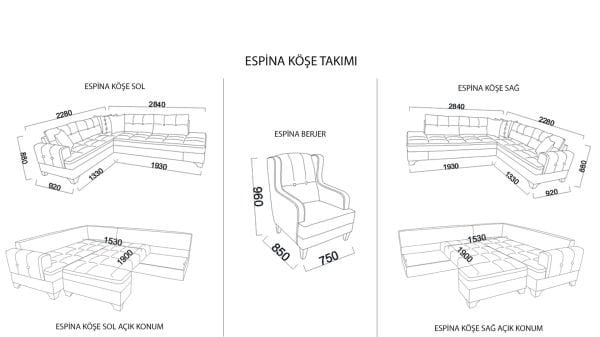 Espina Döner Köşe Sol Koltuk