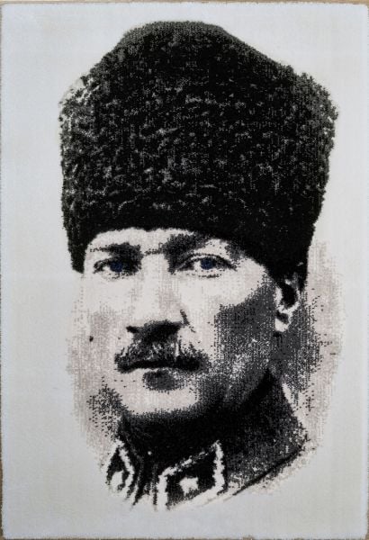 Atatürk  Portresi Duvar Halısı Gri - 50x70