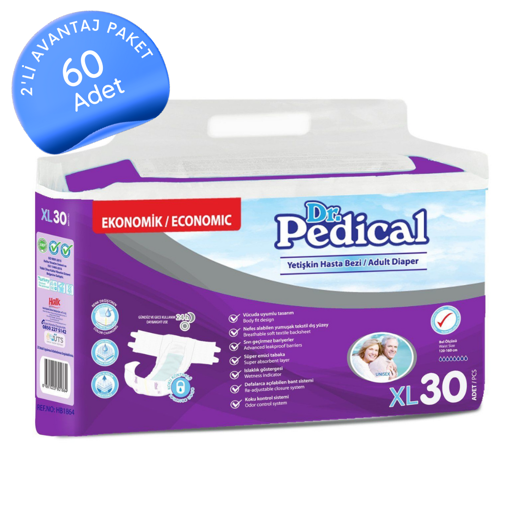 Dr. Pedical Eco Belbantlı Hasta Bezi Extra Büyük (XL) 60 Adet