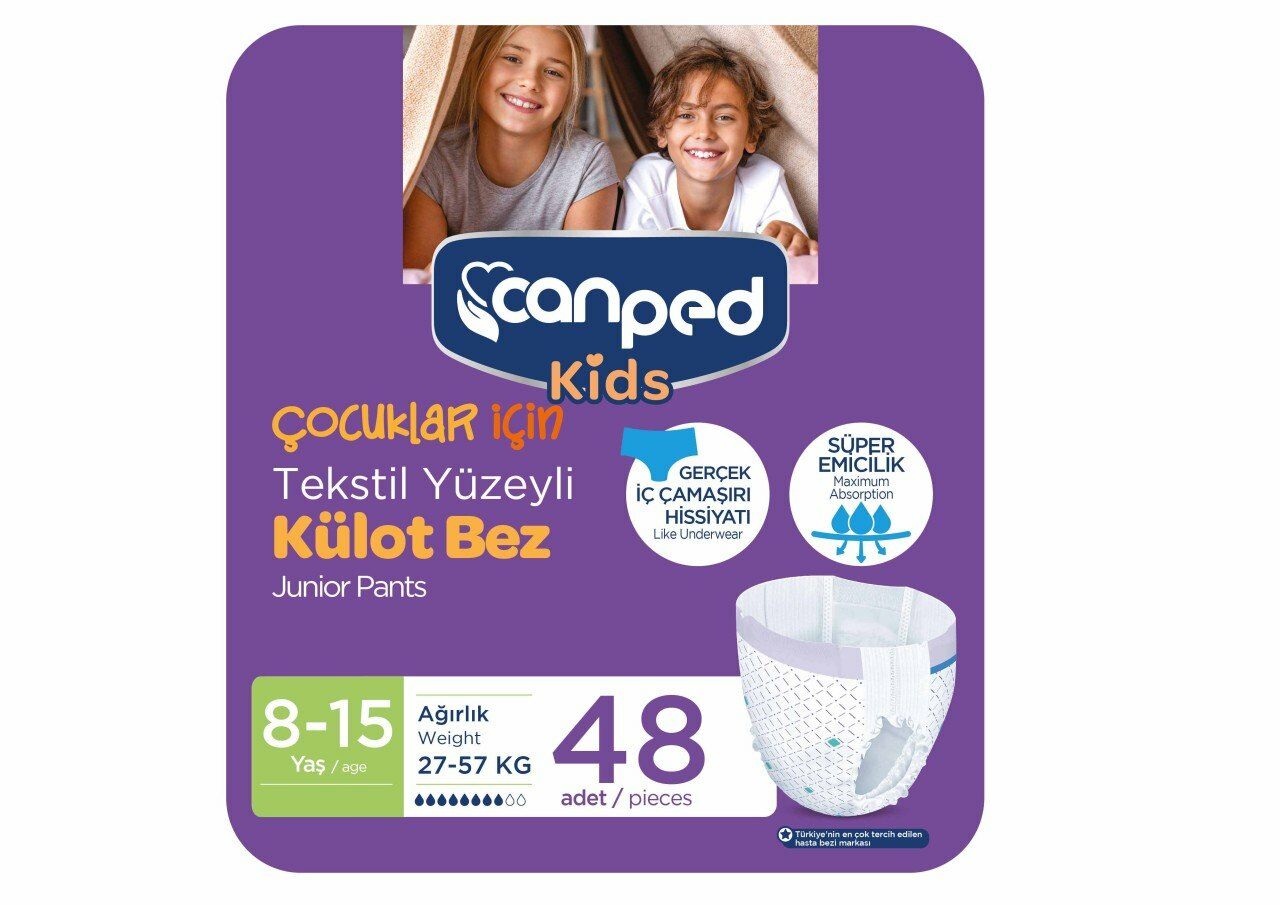 Canped Kids Çocuklar İçin Emici Külot 8-15 Yaş 48 Adet