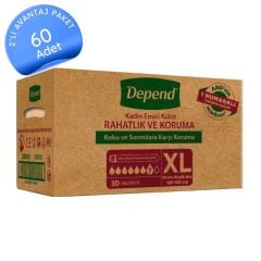 Depend Kadın Emici Külot Hasta Bezi Ekstra Büyük (XL) 30'lu 60 Adet