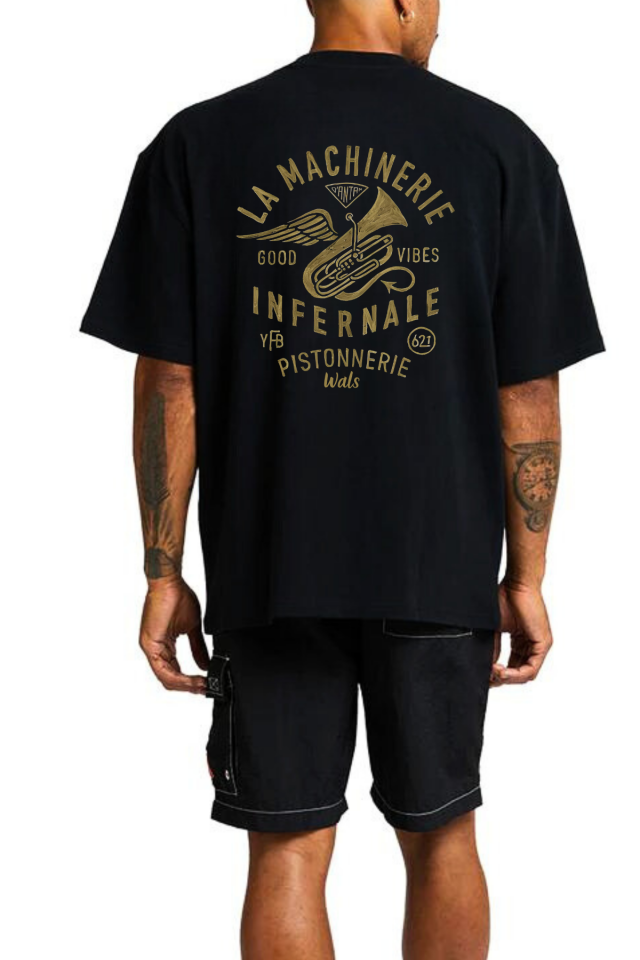 Walsregal Oversize Motorcycle Culture Artful Detailed Oversize Siyah Tshirt