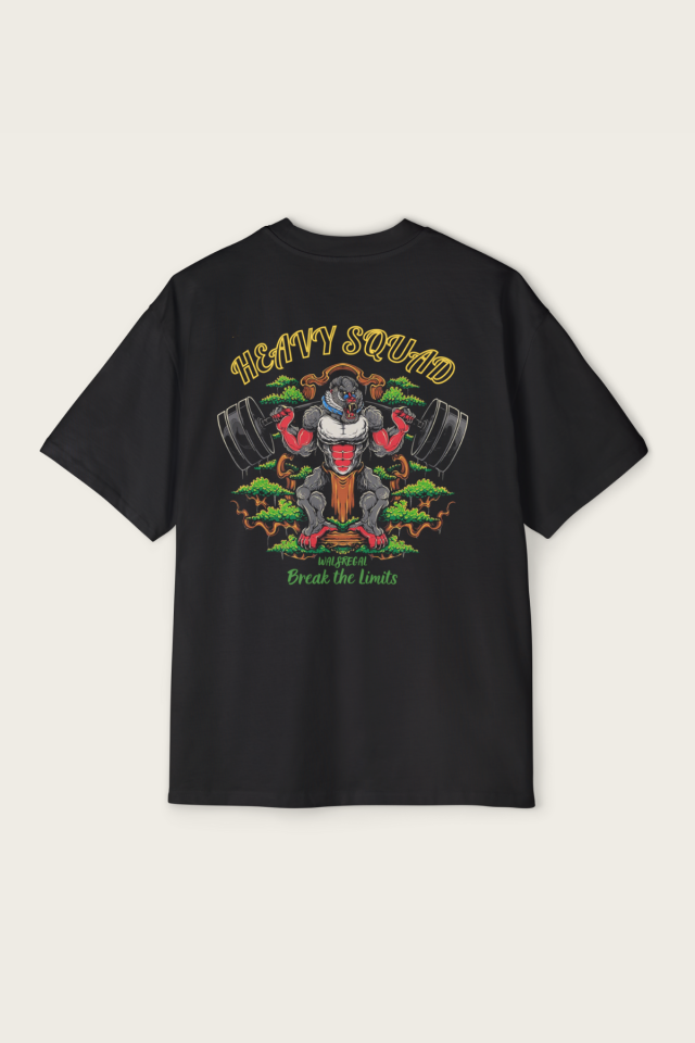Walsregal Oversize Gym Heavy Squad Siyah T-shirt