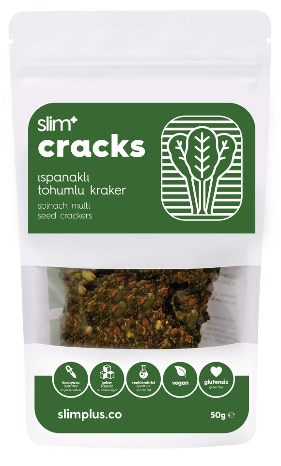 10 Paket Ispanaklı Glutensiz Vegan Tohum Kraker Cracks 50gr
