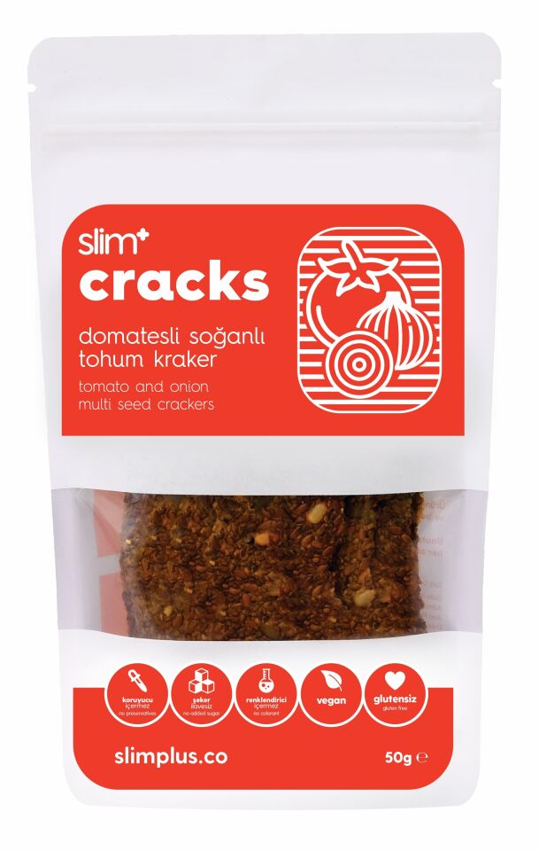 5 Paket Domates Soğanlı Glutensiz Vegan Tohum Kraker Cracks 50gr