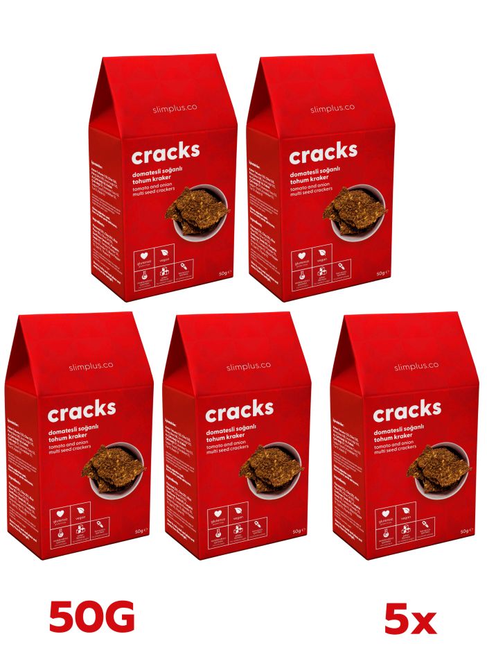 5 Paket Domates Soğanlı Glutensiz Vegan Tohum Kraker Cracks 50gr