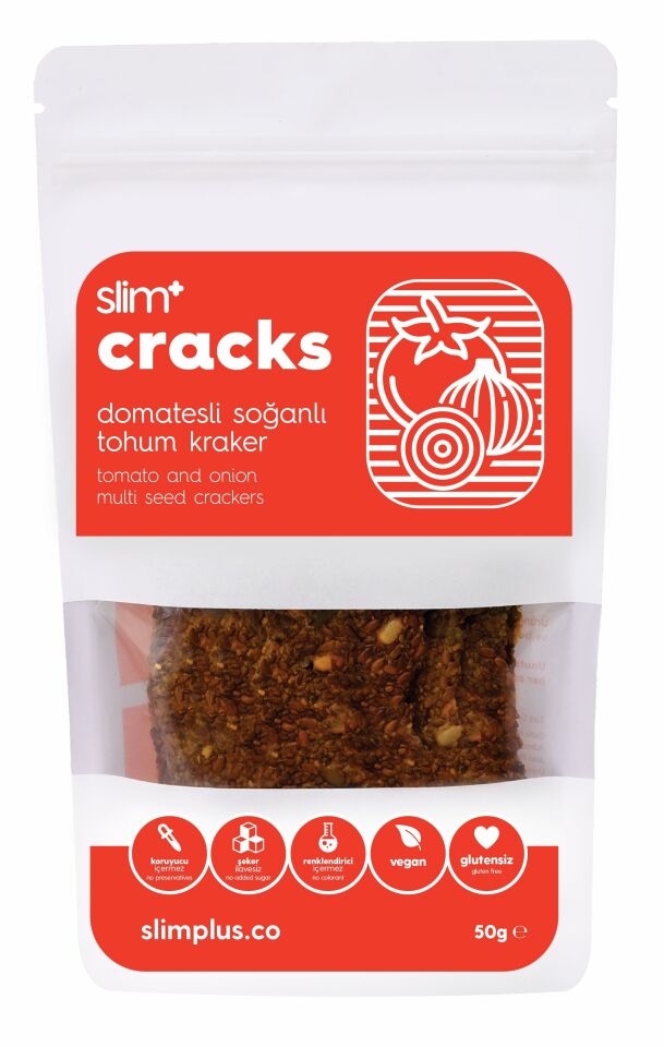 3 Paket Domates Soğanlı Glutensiz Vegan Tohum Kraker Cracks 50gr
