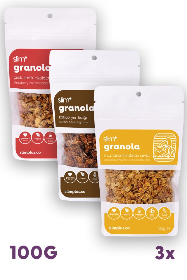 3'lü Paket Glutensiz Vegan İlave Şekersiz Granola Mix 100 gr